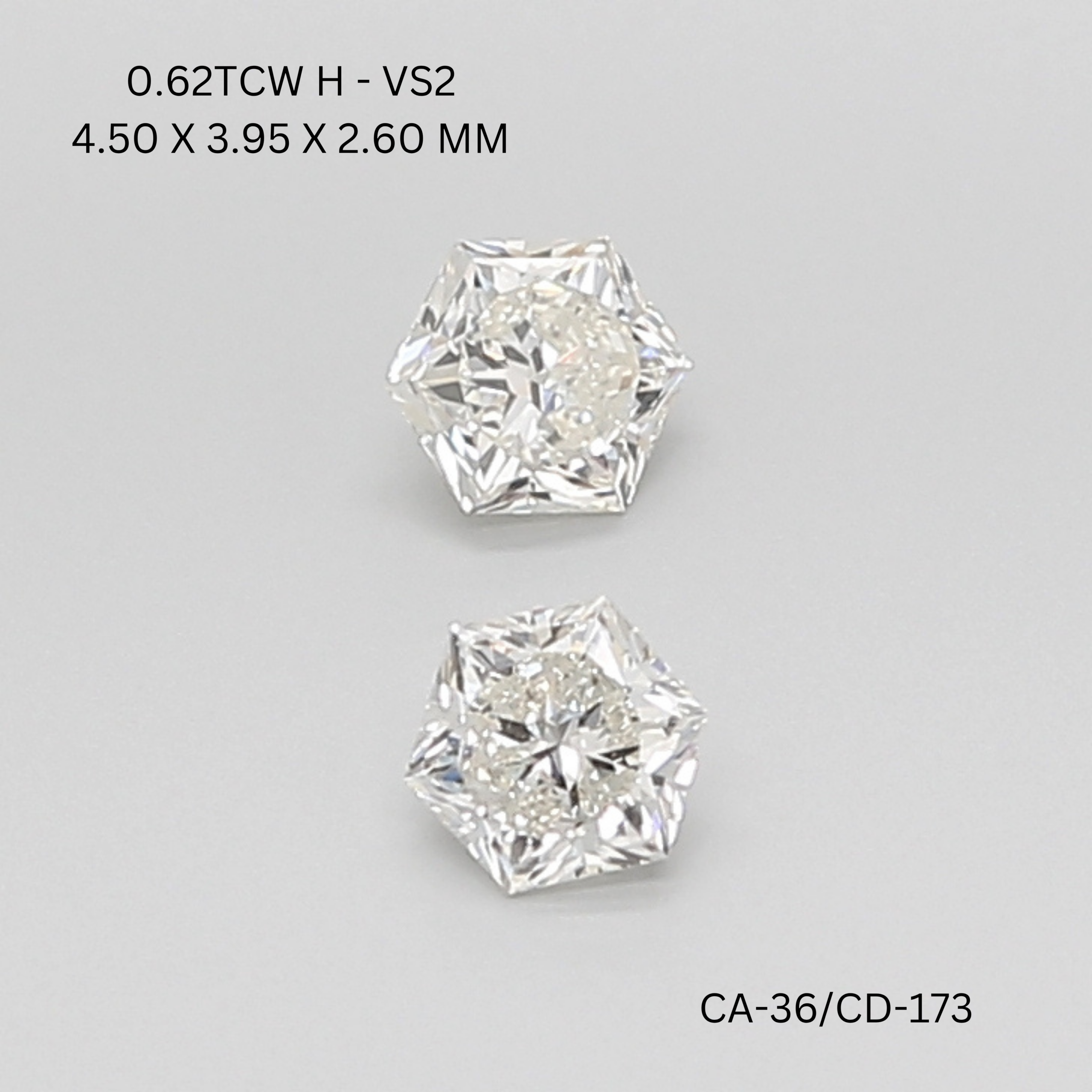 0.61 CT H VS2 HEXAGONAL diamond Pairs Inventory