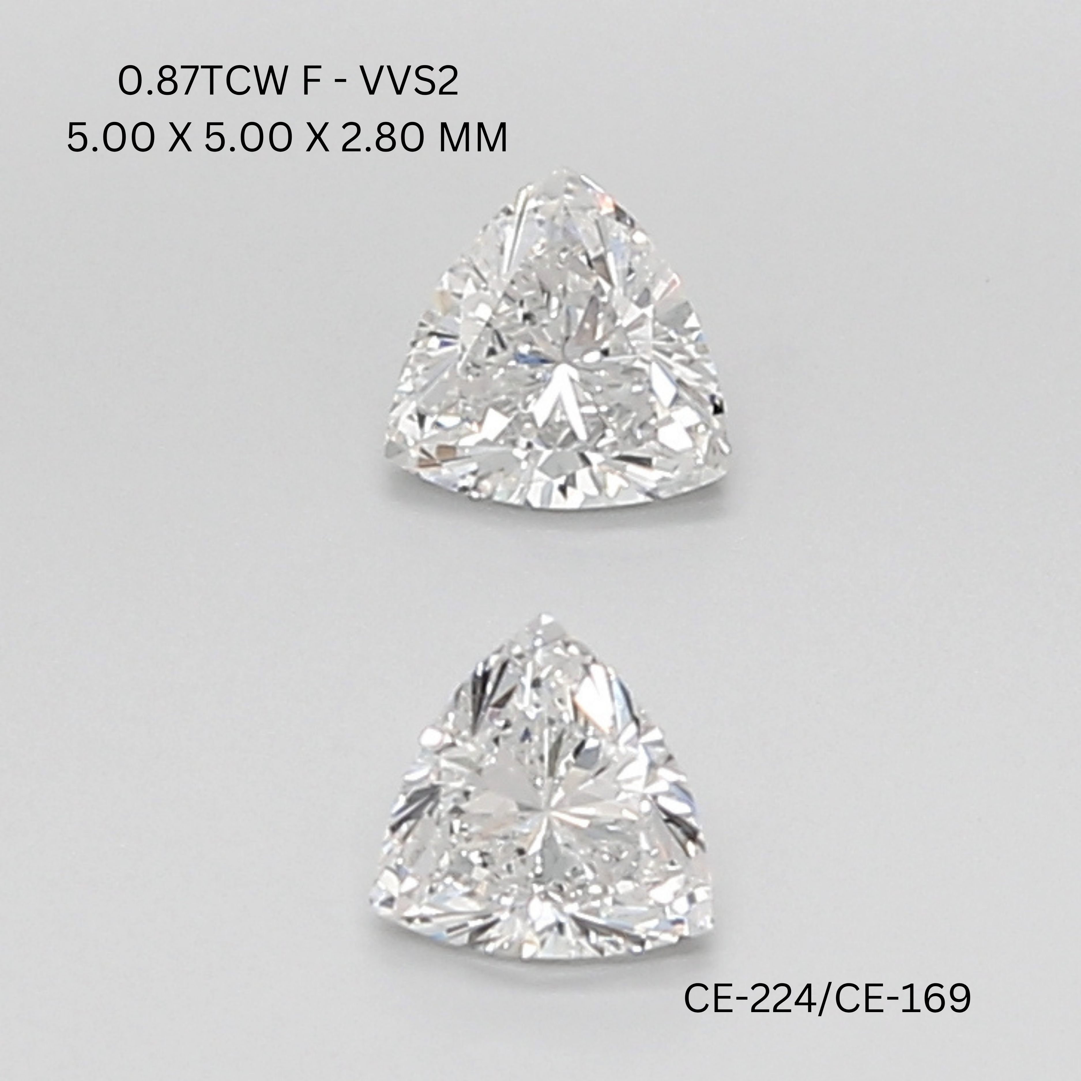 0.87 CT F VVS2 TRILLIANT diamond Pairs Inventory