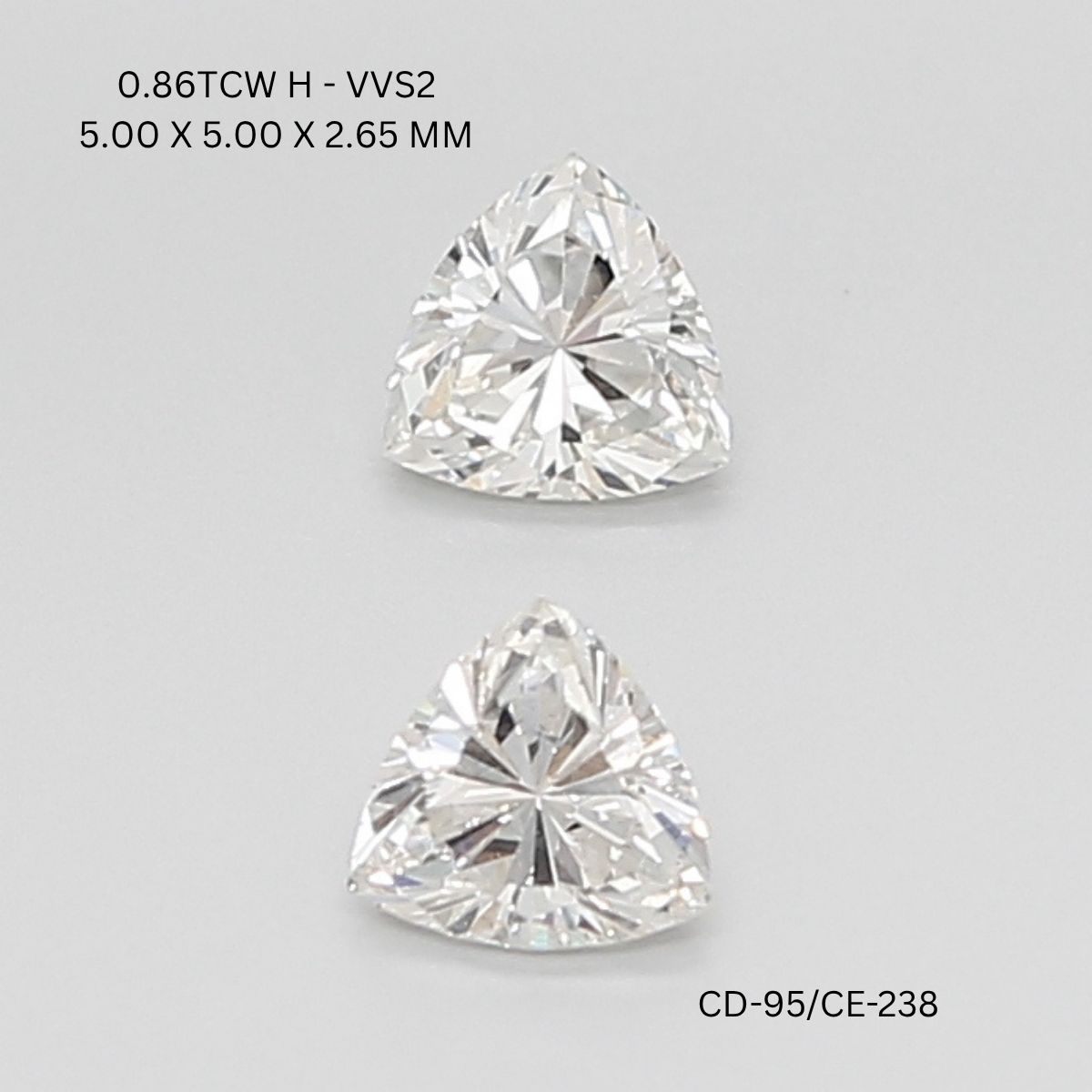 0.86 CT H VVS2 TRILLIANT diamond Pairs Inventory