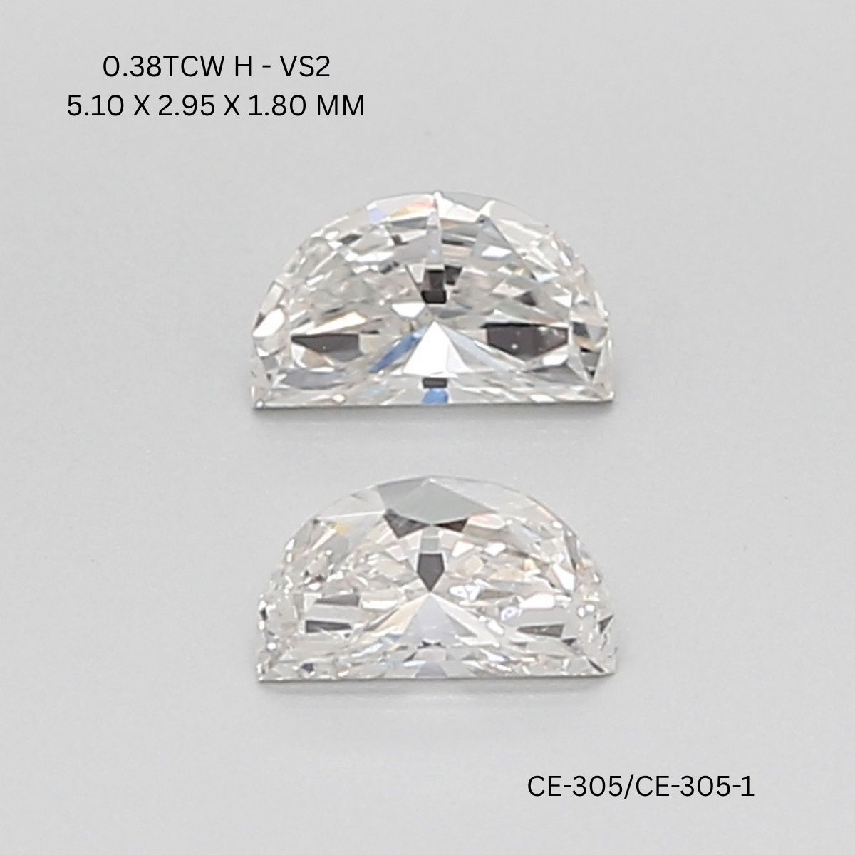 0.38 CT H VS2 HALF MOON diamond Pairs Inventory