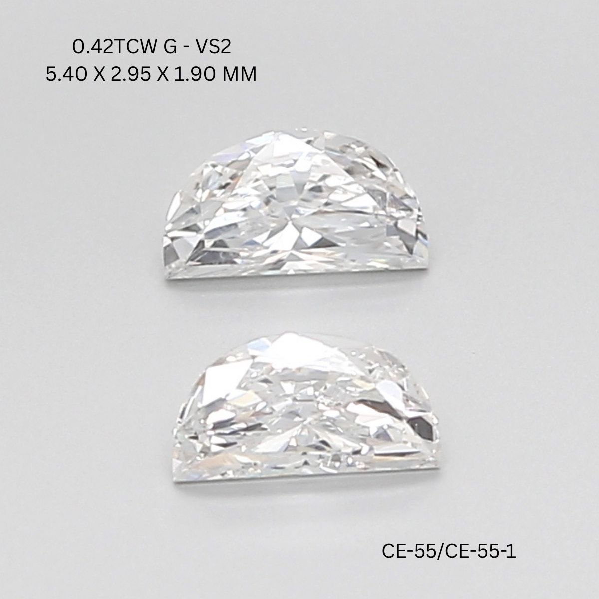 0.42 CT G VS2 HALF MOON diamond Pairs Inventory
