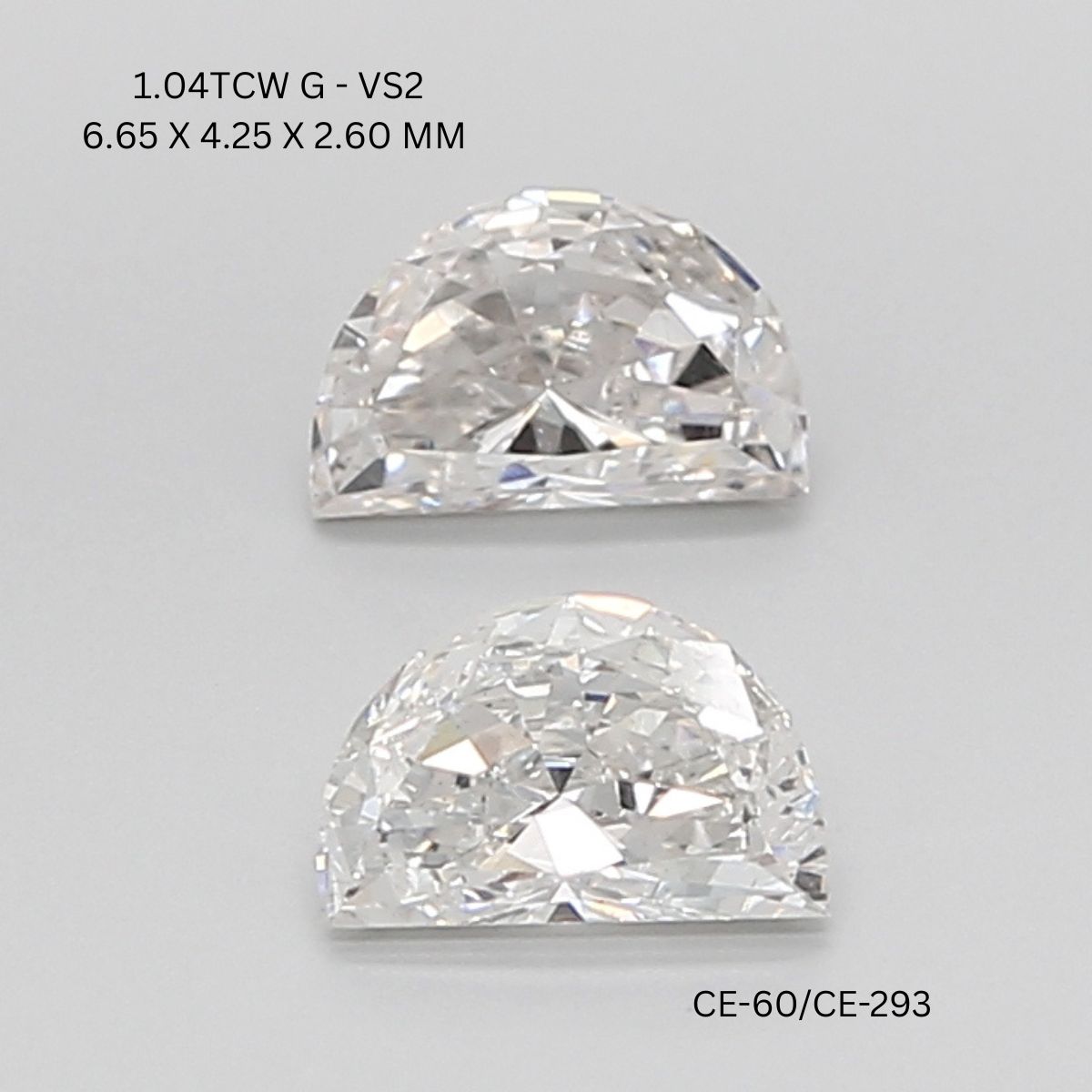1.04 CT G VS2 HALF MOON diamond Pairs Inventory