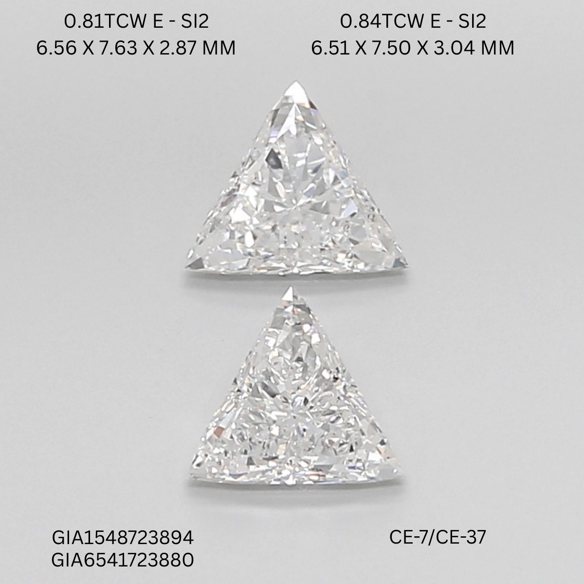 1.65 CT E SI2 TRIANGULAR diamond Pairs Inventory