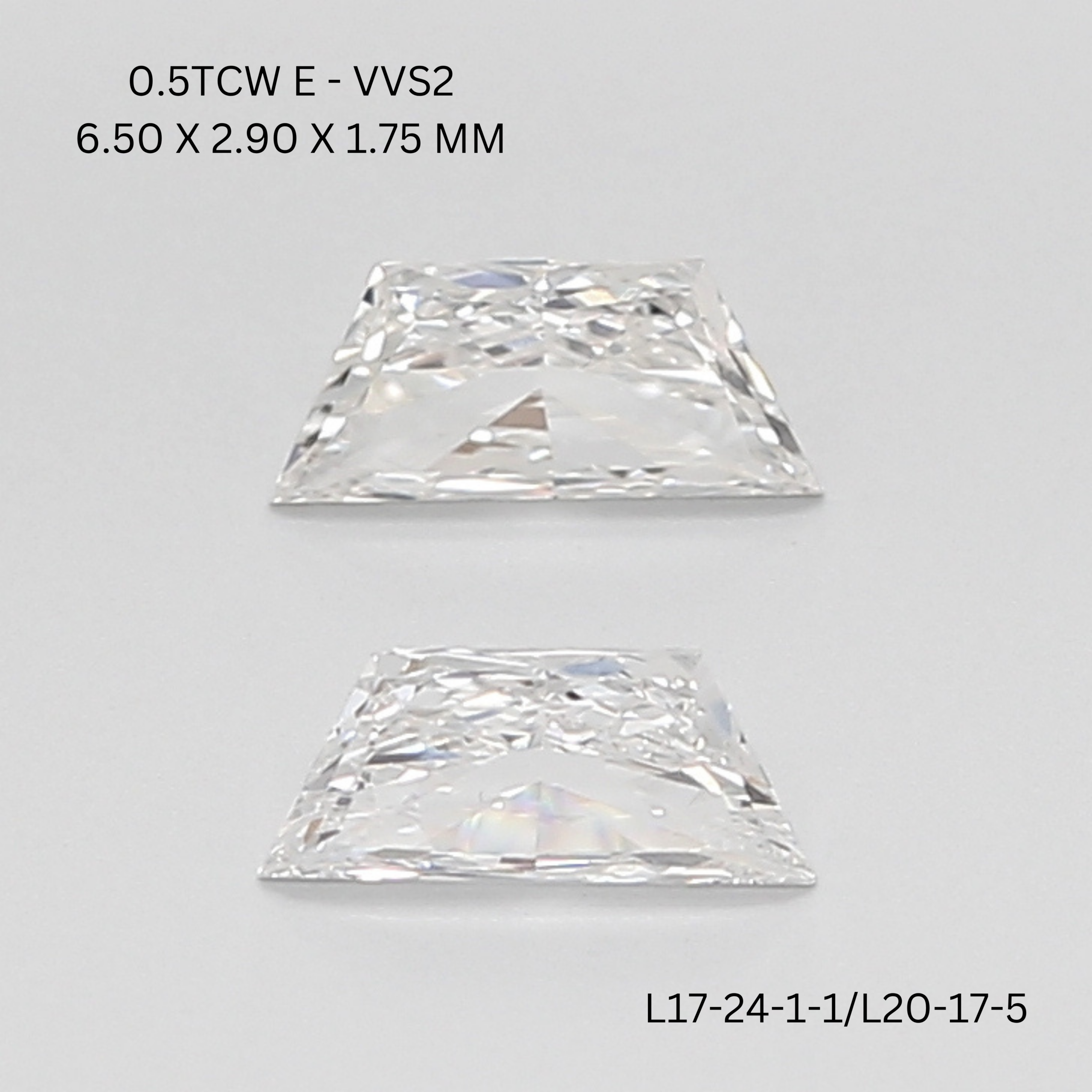 0.5 CT E VVS2 TRAPEZOID diamond Pairs Inventory