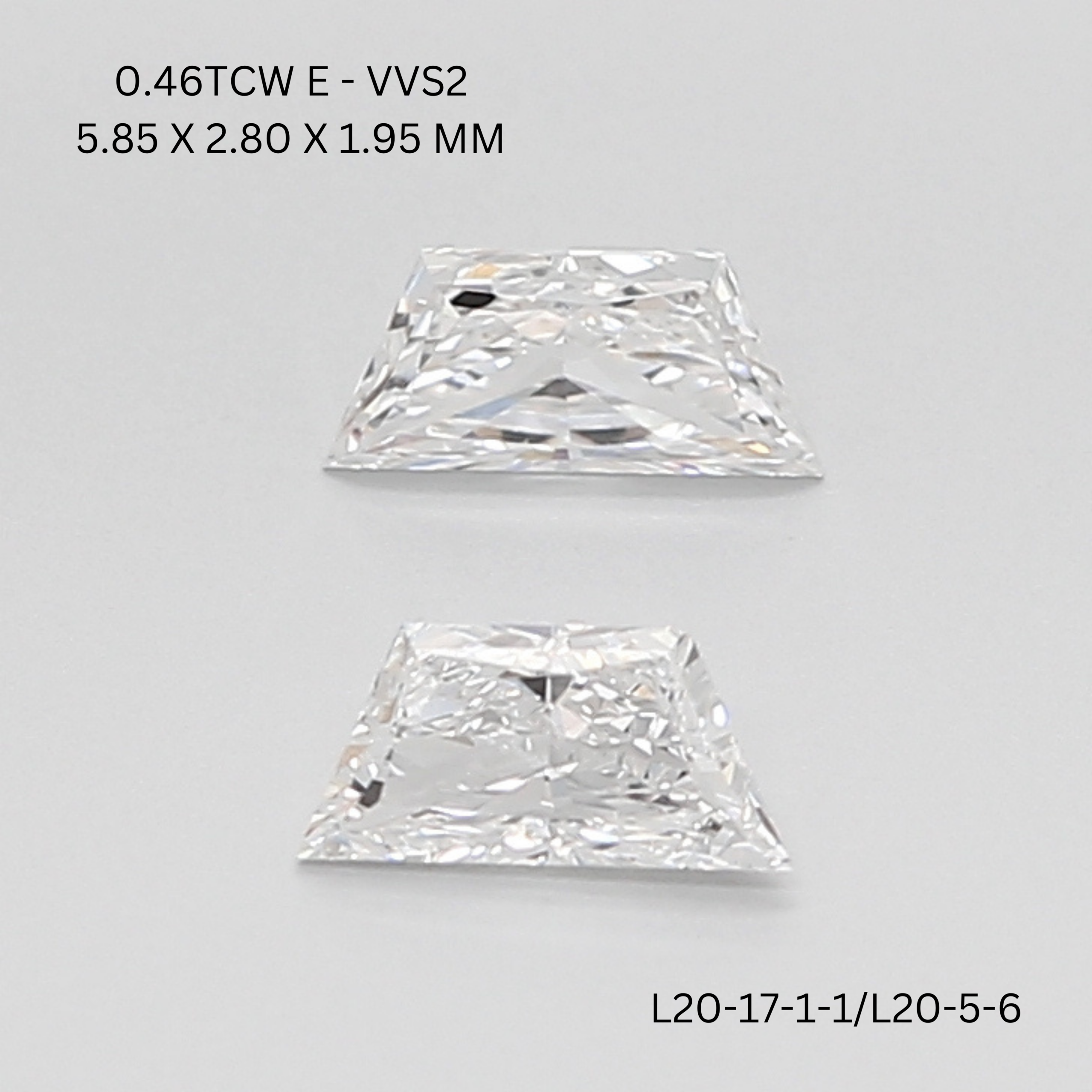 0.46 CT E VVS2 TRAPEZOID diamond Pairs Inventory