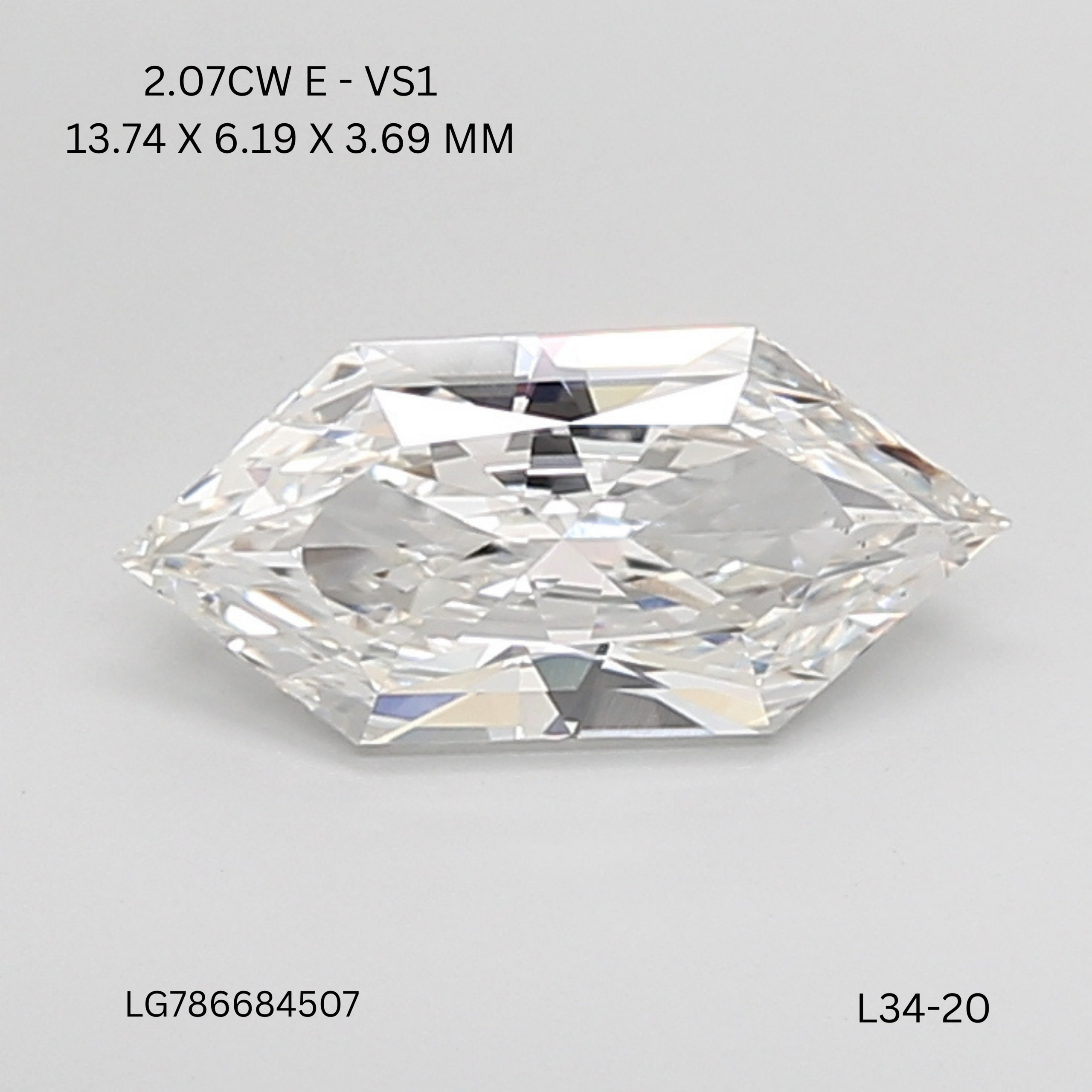 2.07 CT E VS1 HEXAGONAL diamond Fancy Shape