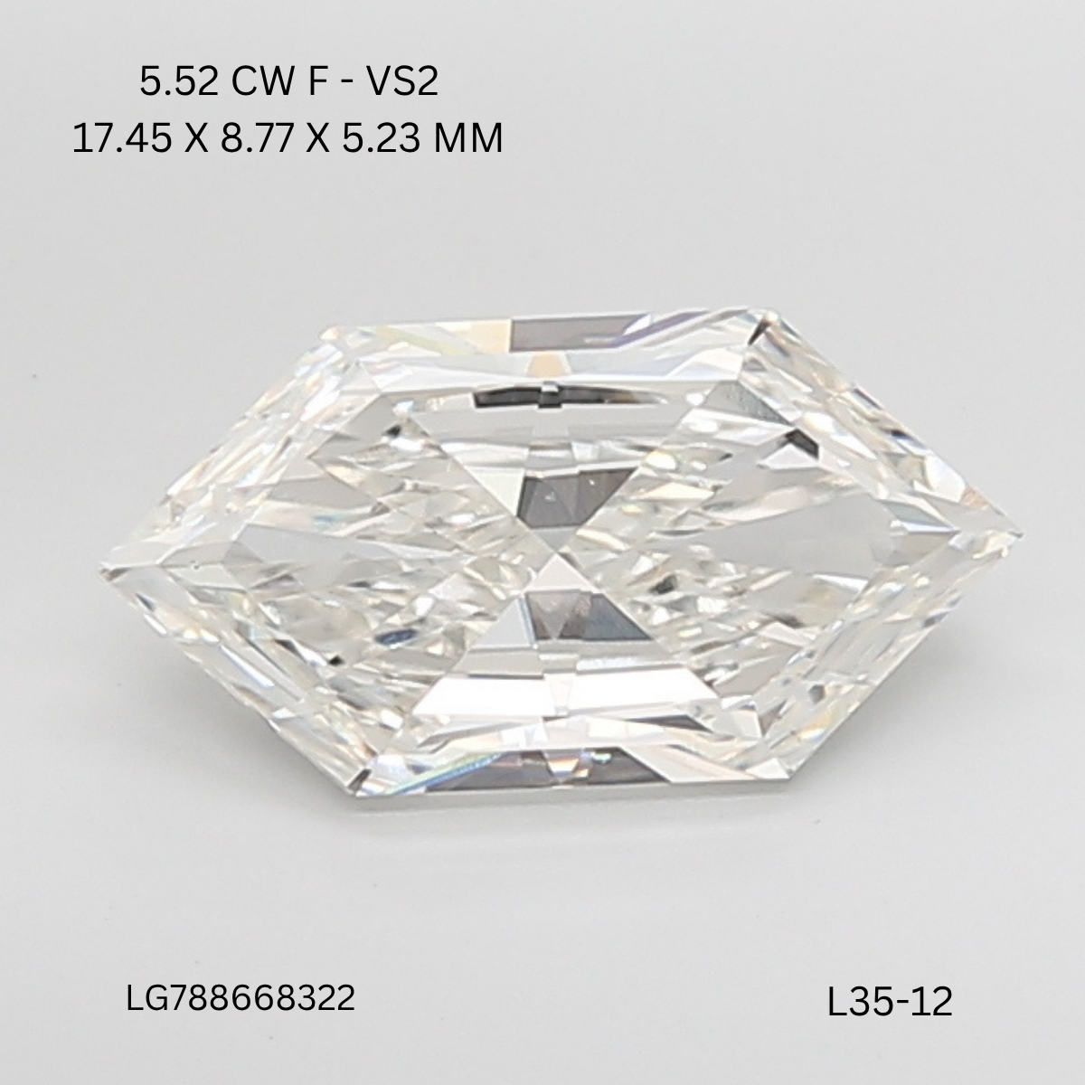 5.52 CT F VS2 HEXAGONAL diamond Fancy Shape