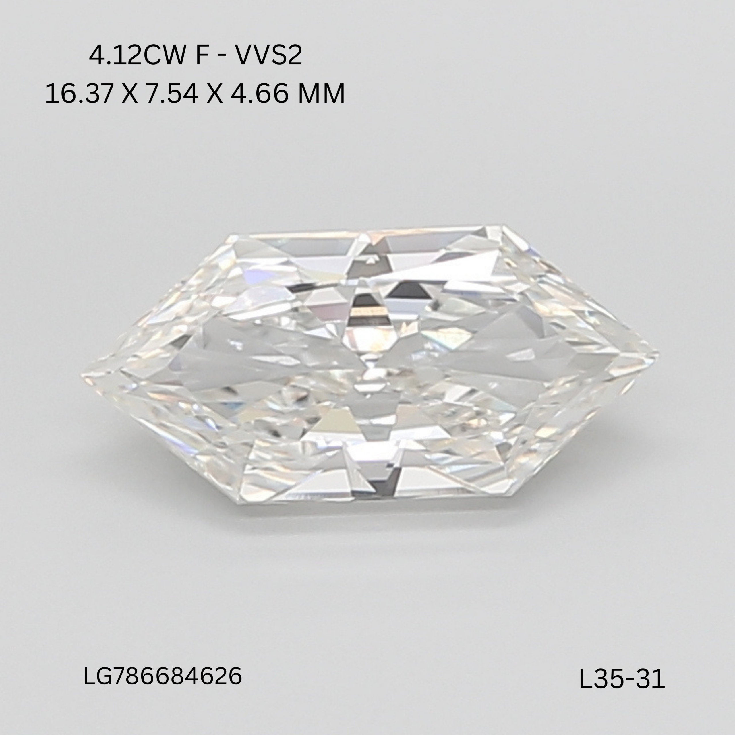 4.12 CT F VVS2 HEXAGONAL diamond Fancy Shape
