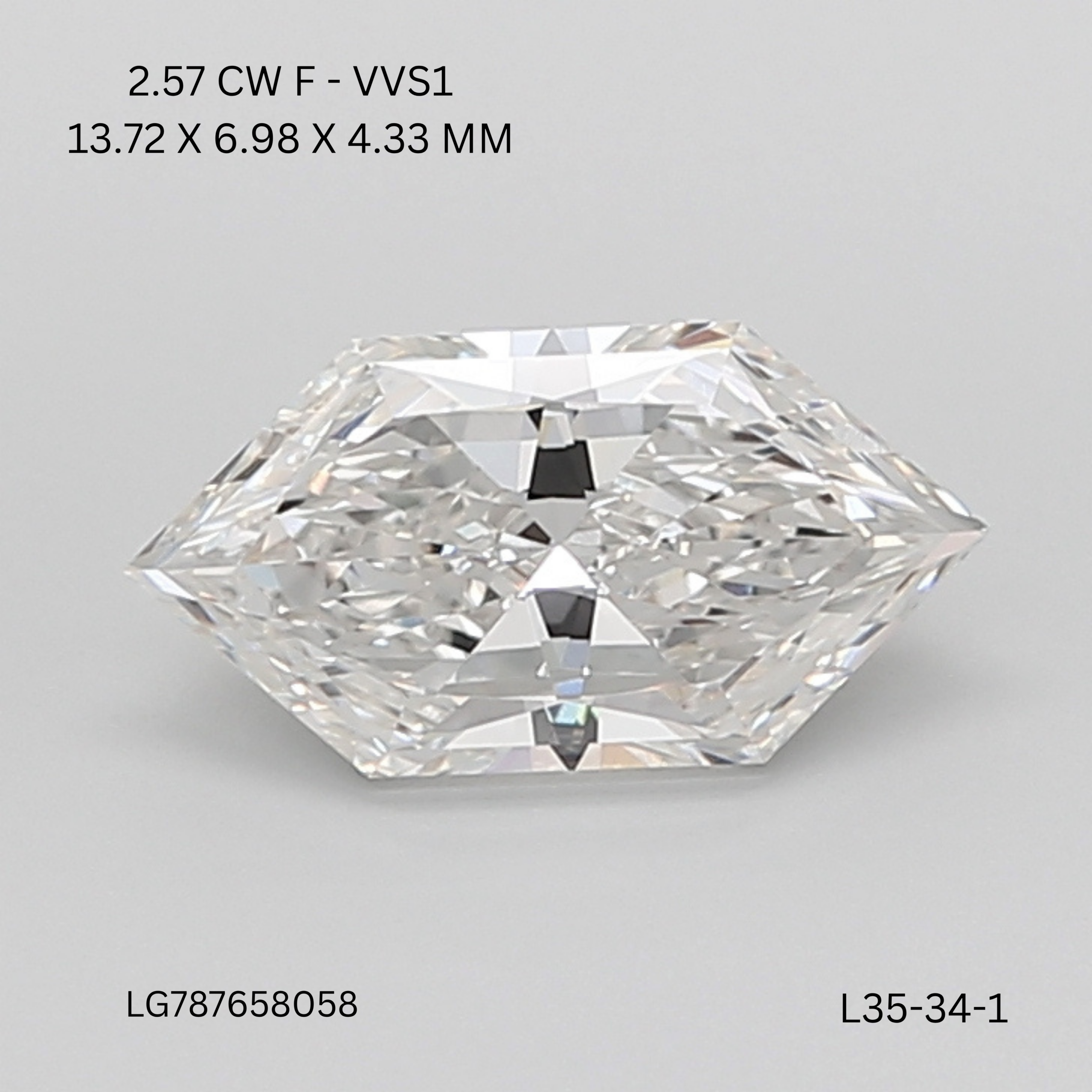 2.57 CT F VVS1 HEXAGONAL diamond Fancy Shape