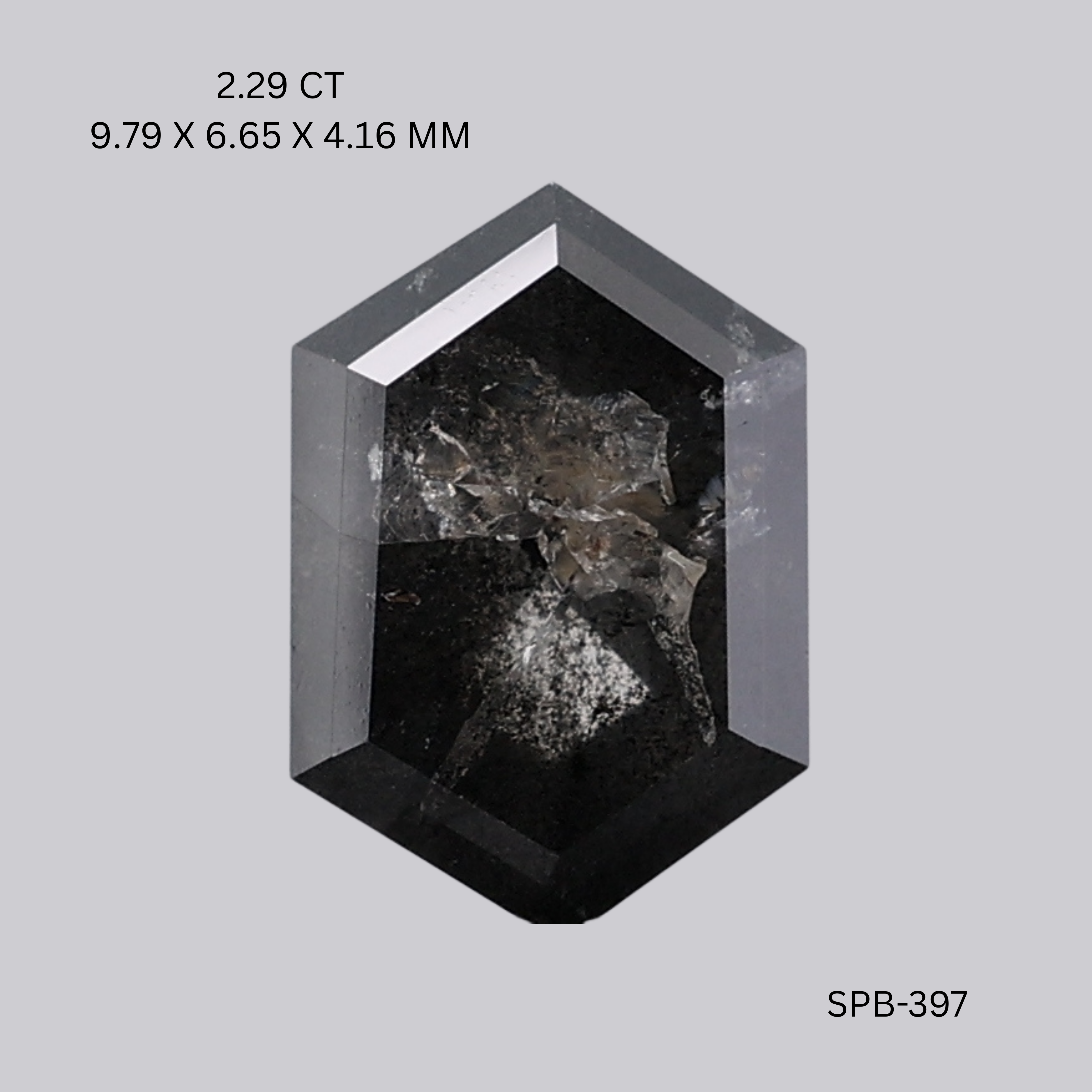 2.29 CT BLACKISH GREY PK HEXAGONAL diamond Salt & Pepper