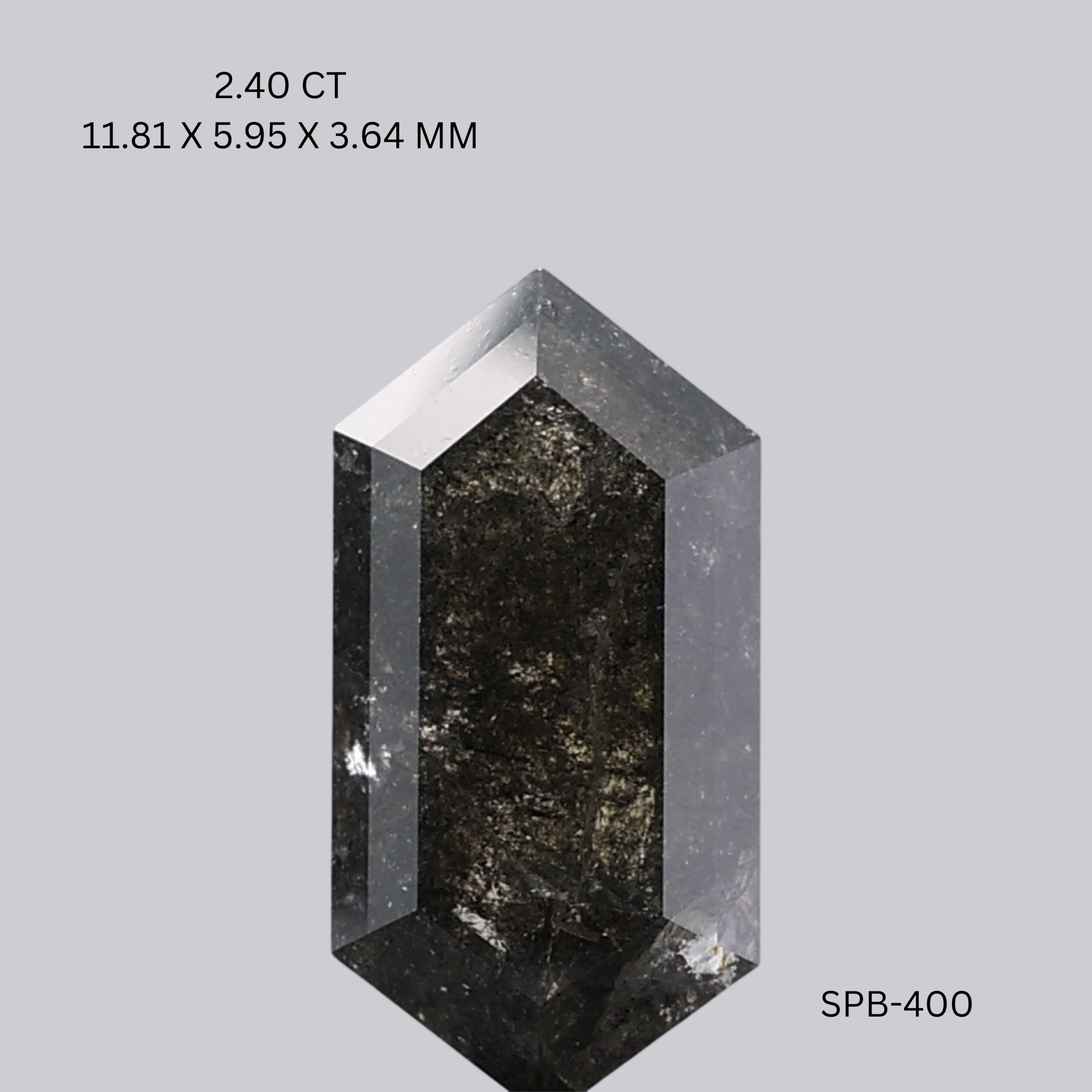 2.40 CT BLACKISH GREY PK HEXAGONAL diamond Salt & Pepper