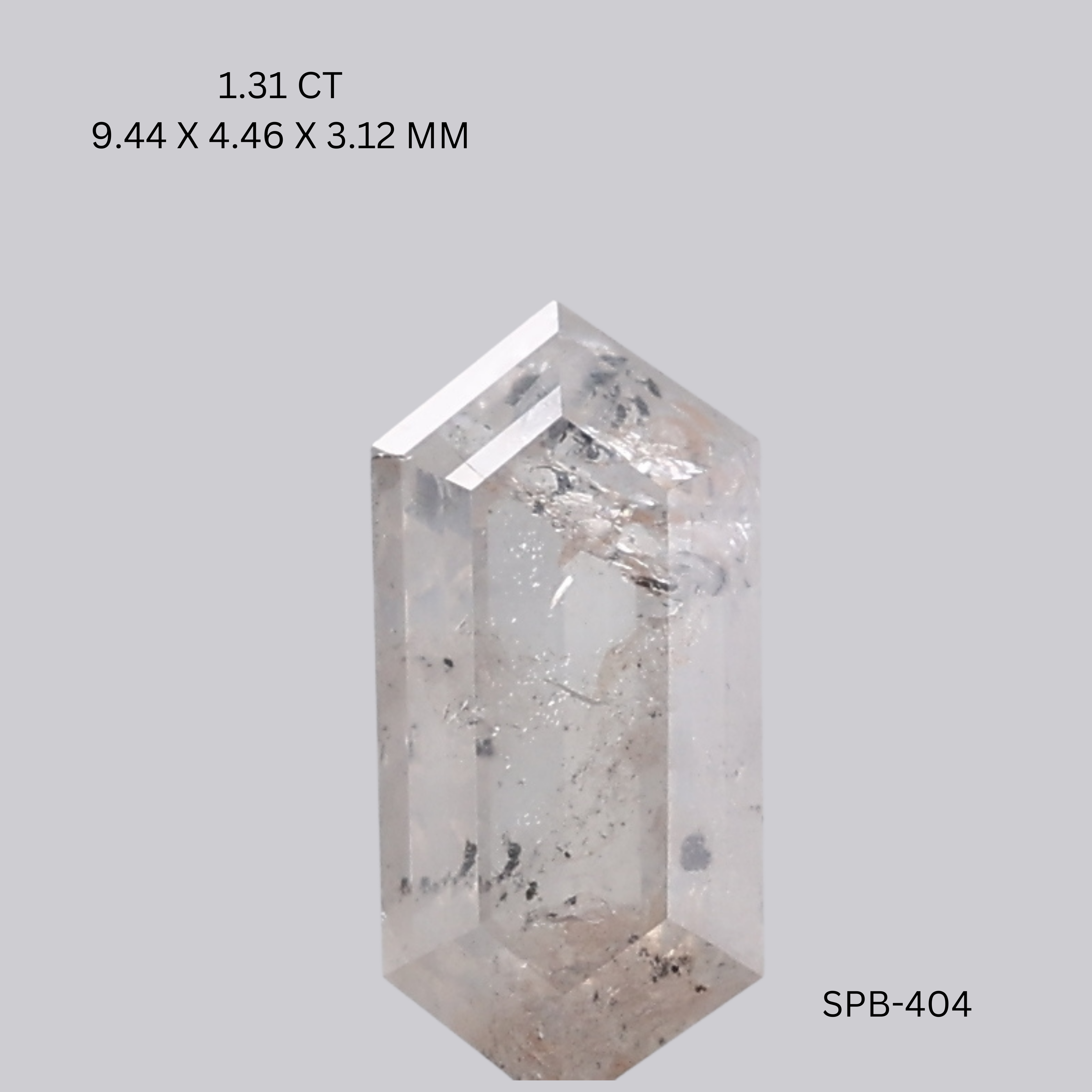 1.31 CT WHITISH GREY PK HEXAGONAL diamond Salt & Pepper