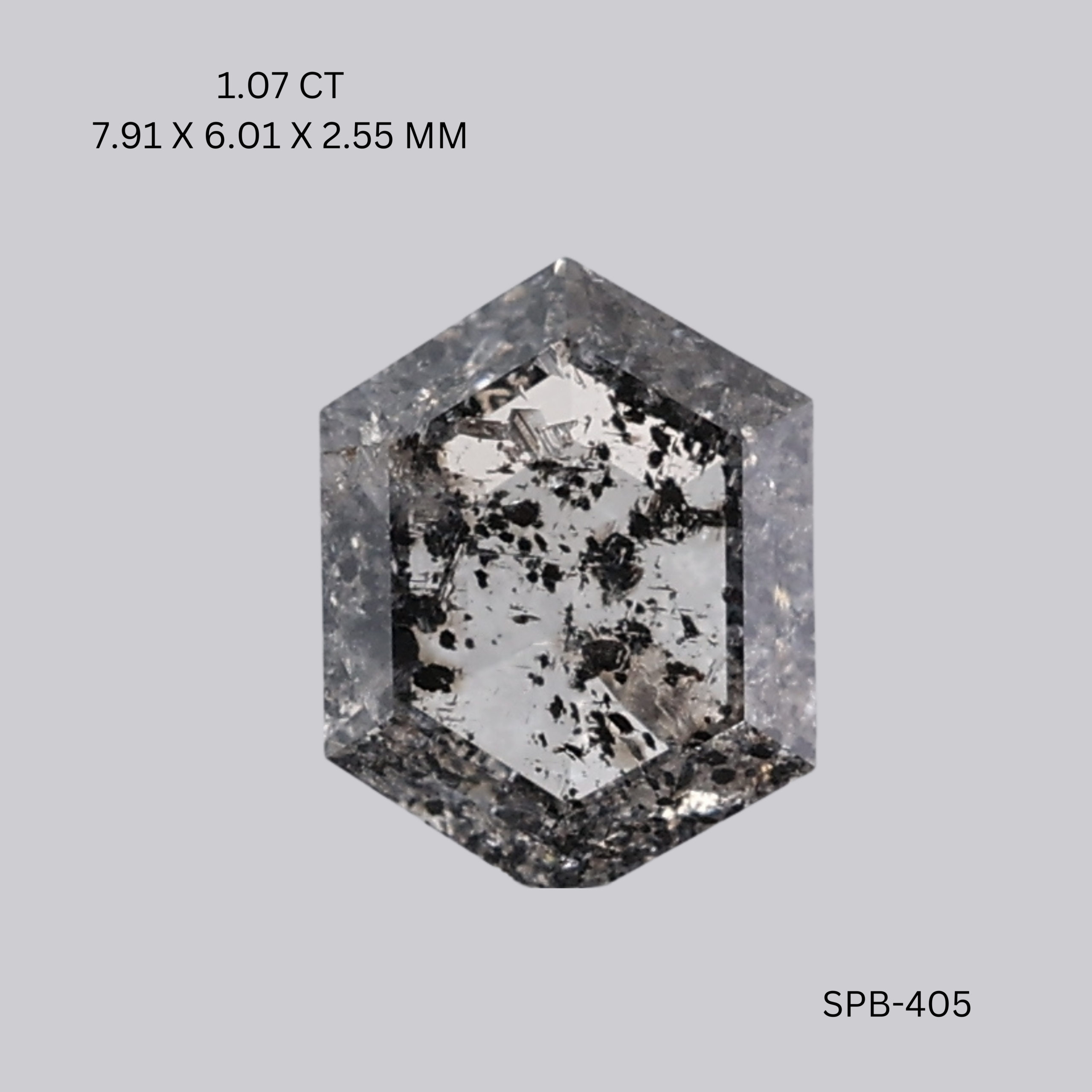 1.07 CT BLACKISH GREY PK HEXAGONAL diamond Salt & Pepper