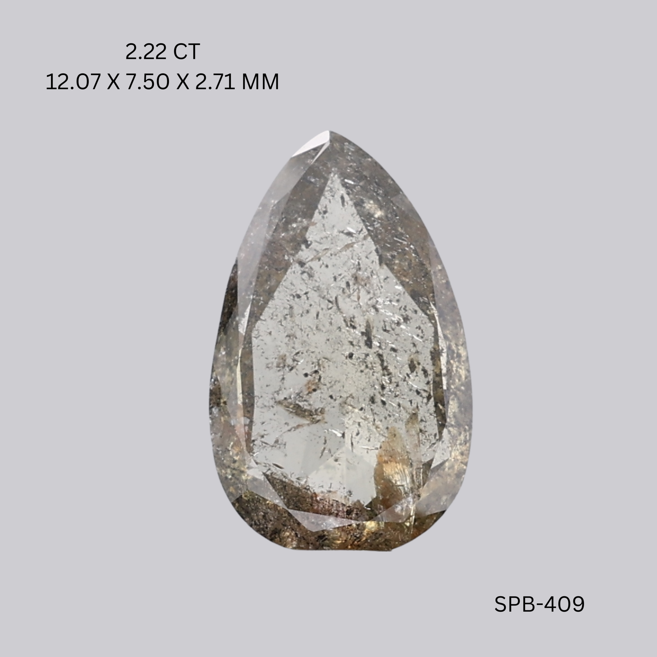 2.22 CT WHITISH GREY PK PEAR diamond Salt & Pepper